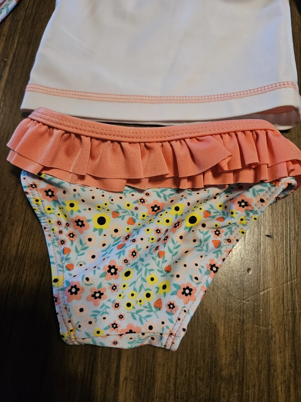 Cat & Jack Pink and White Floral Heart Rashguard Swim Set